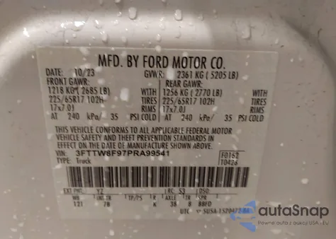 2023 Ford Maverick Xlt z USA, uszkodzony, nr VIN 3FTTW8F97PRA99541